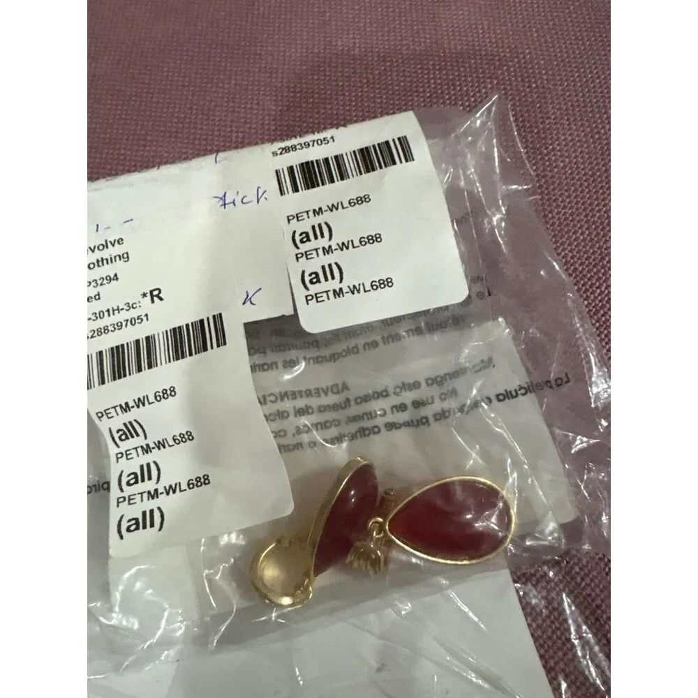 Gold Teardrop Red Stone Earrings